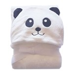 Manta de Microfibra Baby Jolitex com Capuz de Urso Panda Branco