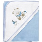 Ficha técnica e caractérísticas do produto Manta Soft Lisa Bambi Bordados Ursinho Azul 90x90cm - Incomfral