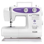 Ficha técnica e caractérísticas do produto Máquina de Costura Elgin Confiance JX-6000 - Branca/Lilás - 220V