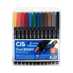 Ficha técnica e caractérísticas do produto Marcador Artistico Cis Dual Brush com 12 Cores