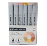 Ficha técnica e caractérísticas do produto Marcador Artístico Sinoart Marker 06 Cores Tons de Pele