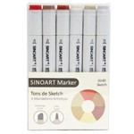 Ficha técnica e caractérísticas do produto Marcador Artístico Sinoart Marker 06 Tons de Sketch
