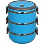 Ficha técnica e caractérísticas do produto Marmita Colorful Inox 2,1 Litros 3 Compartimento Azul