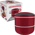 Ficha técnica e caractérísticas do produto Marmiteira 2 Compartimentos 1,4L Lunch Box Euro Home Vermelho