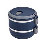 Ficha técnica e caractérísticas do produto Marmiteira Inox 2 Compartimentos 1,4L Lunch Box Euro Home Azul
