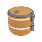 Ficha técnica e caractérísticas do produto Marmiteira Inox 2 Compartimentos 1,4L Lunch Box Euro Home Laranja