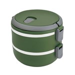 Ficha técnica e caractérísticas do produto Marmiteira Inox 2 Compartimentos 1,4L Lunch Box Euro Home Verde