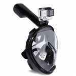 Ficha técnica e caractérísticas do produto Máscara de Mergulho Livre Snorkeling Full Face com Suporte para Câmera Gopro Cor Preta Tamanho L/xl