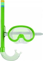 Ficha técnica e caractérísticas do produto Mascara e Snorkel Mergulho Infantil Verde - Mor