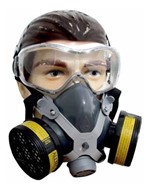 Ficha técnica e caractérísticas do produto Kit Máscara Respirador Facial 2 Filtros Químico Gases Óculos - Alltec