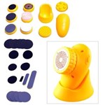 Ficha técnica e caractérísticas do produto Massageador Multi Função Limpeza de Pele Aplicação Cremes Esfoliador Spa Feet Care Amarelo - RLX8 RM-PE835CY