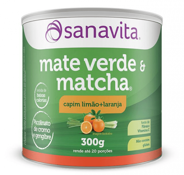 Ficha técnica e caractérísticas do produto Matcha Mate Verde 300G Sanavita Capim Limão + Laranja