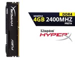 Ficha técnica e caractérísticas do produto Memória 4GB DDR4 Kingston HyperX Fury 2400Mhz CL15 Black