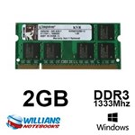 Ficha técnica e caractérísticas do produto Memória Kingston 2GB Ddr3 1333Mhz para Notebooks