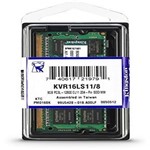 Ficha técnica e caractérísticas do produto Memoria Kingston Value Ram 8GB DDR3L Sodimm 1600 KVR16LS11/8