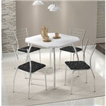 Ficha técnica e caractérísticas do produto Mesa 1504 Branca Cromada com 4 Cadeiras 1700 Fantasia Preto Carraro