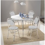 Ficha técnica e caractérísticas do produto Mesa 1504 Branca Cromada com 4 Cadeiras 190 Fantasia Branco Carraro