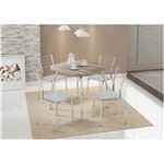 Ficha técnica e caractérísticas do produto Mesa 1504 Cromada com 4 Cadeiras 1700 Carraro - Nogueira/Fantasia Branco