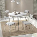 Ficha técnica e caractérísticas do produto Mesa 1504 Cromada com 4 Cadeiras 1701 Carraro - Branca/Fantasia Branco