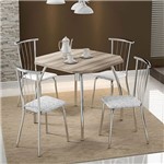 Ficha técnica e caractérísticas do produto Mesa 1504 Nogueira Cromada com 4 Cadeiras 154 Fantasia Branco Carraro