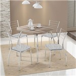Ficha técnica e caractérísticas do produto Mesa 1504 Nogueira Cromada com 4 Cadeiras 1700 Fantasia Branco Carraro