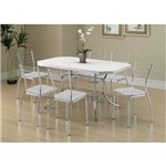 Ficha técnica e caractérísticas do produto Mesa 1507 Branca Cromada com 6 Cadeiras 1700 Fantasia Branco Carraro