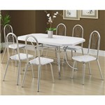 Ficha técnica e caractérísticas do produto Mesa 1507 Branca Cromada com 6 Cadeiras 182 Fantasia Branco Carraro