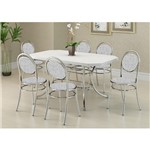 Ficha técnica e caractérísticas do produto Mesa 1507 Branca Cromada com 6 Cadeiras 190 Fantasia Branco Carraro