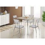 Ficha técnica e caractérísticas do produto Mesa 1510 Nogueira Cromada com 4 Cadeiras 1701 Fantasia Branco Carraro