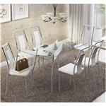 Ficha técnica e caractérísticas do produto Mesa 1534 Vidro Incolor Cromada com 6 Cadeiras 1718 Carraro - Branco