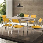 Ficha técnica e caractérísticas do produto Mesa 1526 Nogueira Cromada com 6 Cadeiras 1709 Amarela Carraro