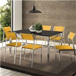 Ficha técnica e caractérísticas do produto Mesa 1526 Preta Cromada com 6 Cadeiras 1709 Amarela Carraro