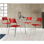Ficha técnica e caractérísticas do produto Conjunto Mesa 1527 com Vidro Incolor Cromada com 4 Cadeiras 1711 Vermelha Carraro