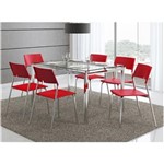 Ficha técnica e caractérísticas do produto Mesa 346 com Vidro Incolor Cromada com 6 Cadeiras 1711 Carraro - Cromada/Vermelha