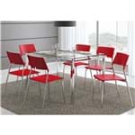 Ficha técnica e caractérísticas do produto Mesa 346 com Vidro Incolor Cromada com 6 Cadeiras 1711 Vermelha Carraro