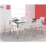 Ficha técnica e caractérísticas do produto Mesa 328 Vidro Incolor Cromada com 6 Cadeiras 357 Branca Carraro