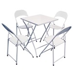 Ficha técnica e caractérísticas do produto Jogo Mesa em Aço com 4 Cadeiras Branco - D7