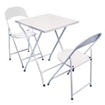 Ficha técnica e caractérísticas do produto Mesa de Bar em Aço com 2 Cadeiras Branco - D7