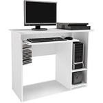 Mesa de Computador com 2 Compartimentos Laterais e Corrediças Metálicas para Teclado - MC 8007 - Branca - Art In Móveis
