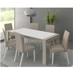 Ficha técnica e caractérísticas do produto Mesa de Jantar Amanda com 6 Cadeiras Madesa - Branco / Bege / Tecido Saara - Branco/Bege