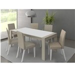 Ficha técnica e caractérísticas do produto Mesa de Jantar Brenda com 6 Cadeiras Madesa Cristal Bege - Branco/Bege