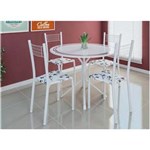 Ficha técnica e caractérísticas do produto Mesa de Jantar com 4 Cadeiras Fabone Sergipe - Branco Floral