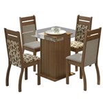 Ficha técnica e caractérísticas do produto Mesa de Jantar com 4 Cadeiras Madesa Dijon - Rustic / Floral Bege / Pérola