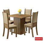 Ficha técnica e caractérísticas do produto Mesa de Jantar com 4 Cadeiras Madesa Lea Rustic e Bege