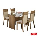 Ficha técnica e caractérísticas do produto Mesa de Jantar com 4 Cadeiras Madesa Marina Rustic/Crema e Pérola