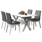 Ficha técnica e caractérísticas do produto Mesa de Jantar com 4 Cadeiras Madesa Prado - Branca/Grafite