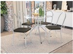Ficha técnica e caractérísticas do produto Mesa de Jantar com 4 Cadeiras Redonda - com Tampo de Vidro Kappesberg Crome CMC516CR-21