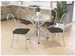 Ficha técnica e caractérísticas do produto Mesa de Jantar com 4 Cadeiras Redonda - com Tampo de Vidro Kappesberg Crome CMC262CR-21