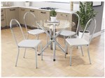 Ficha técnica e caractérísticas do produto Mesa de Jantar com 4 Cadeiras Redonda - com Tampo de Vidro Kappesberg Crome CMC262CR-106