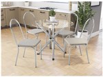 Ficha técnica e caractérísticas do produto Mesa de Jantar com 4 Cadeiras Redonda - com Tampo de Vidro Kappesberg Crome CMC262CR-22